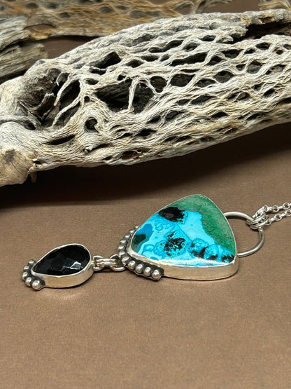 Chrysocolla Tenorite Malachite Black Onyx Necklace - Taylor Made Silver