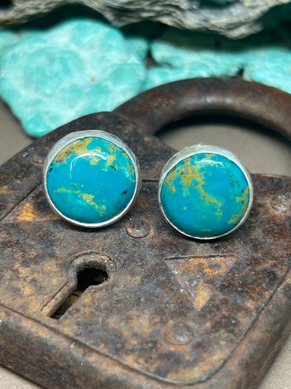 Chubbies, Alpine Village Turquoise And Sterling Silver Stud Earrings - Taylor Made Silver