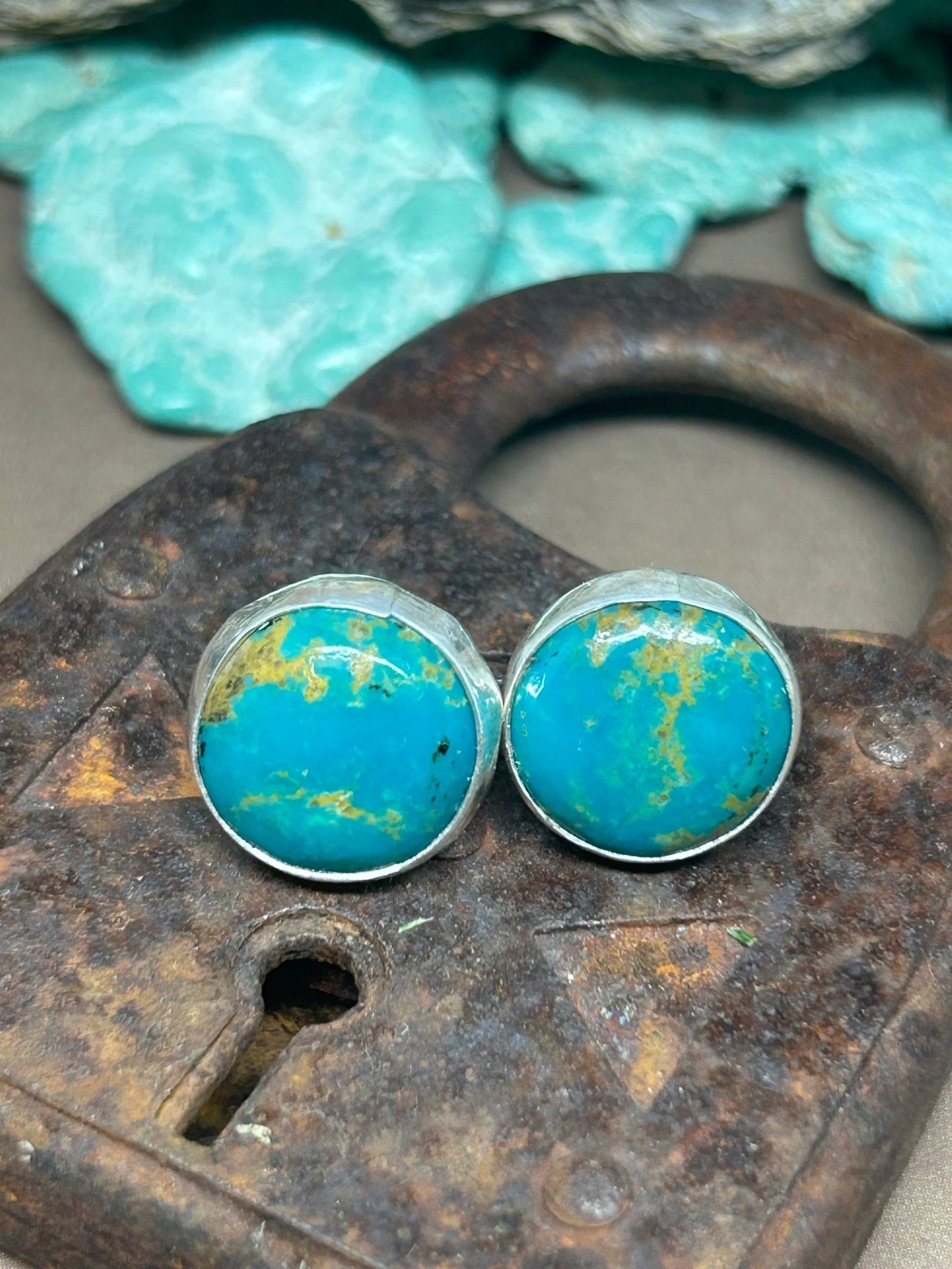 Chubbies, Alpine Village Turquoise And Sterling Silver Stud Earrings - Taylor Made Silver