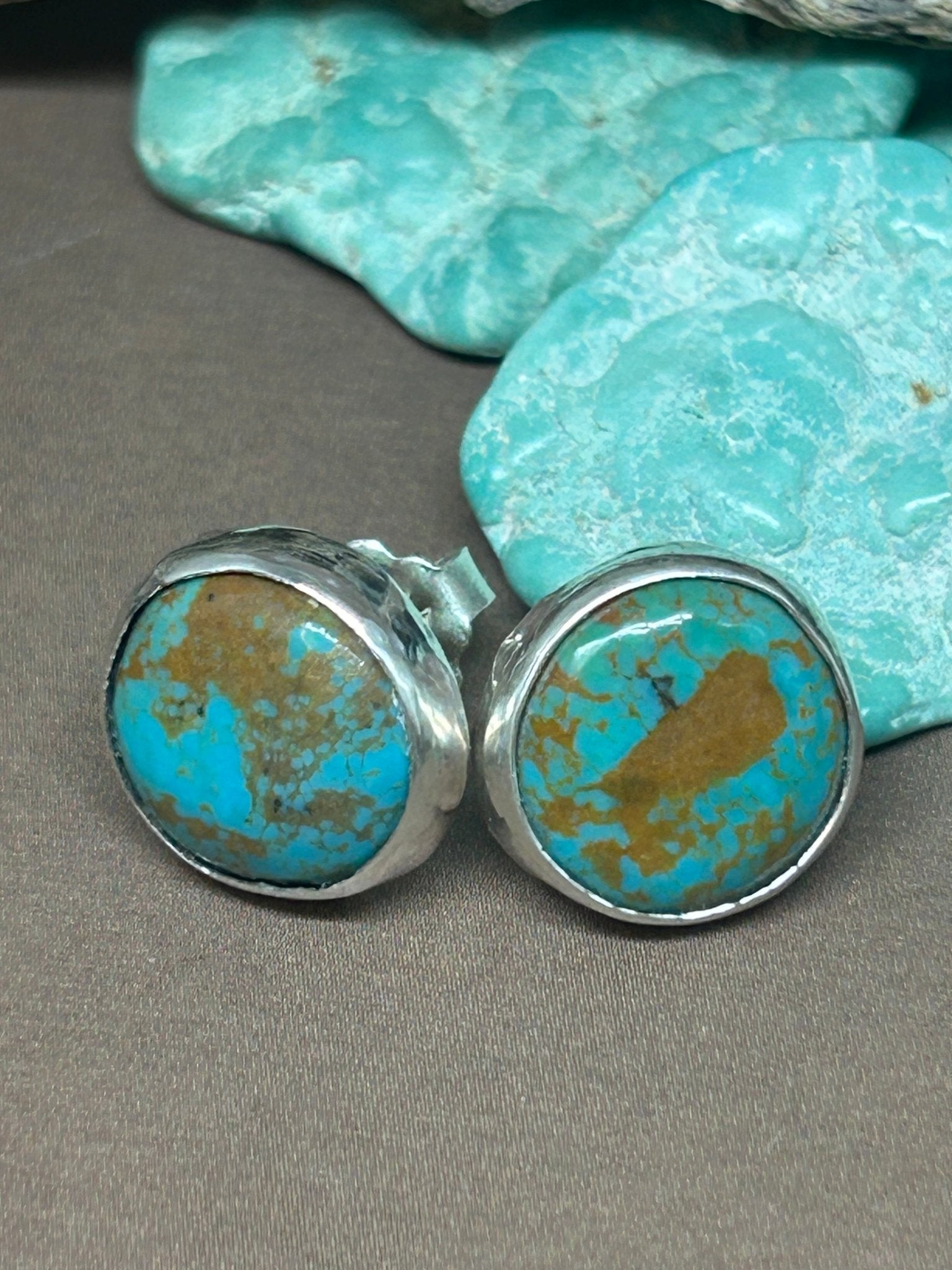 Chubbies Campitos Turquoise And Sterling Silver Stud Earrings - Taylor Made Silver