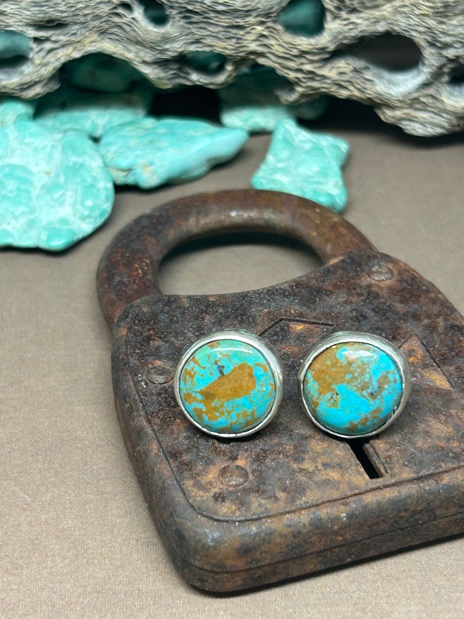 Chubbies Campitos Turquoise And Sterling Silver Stud Earrings - Taylor Made Silver