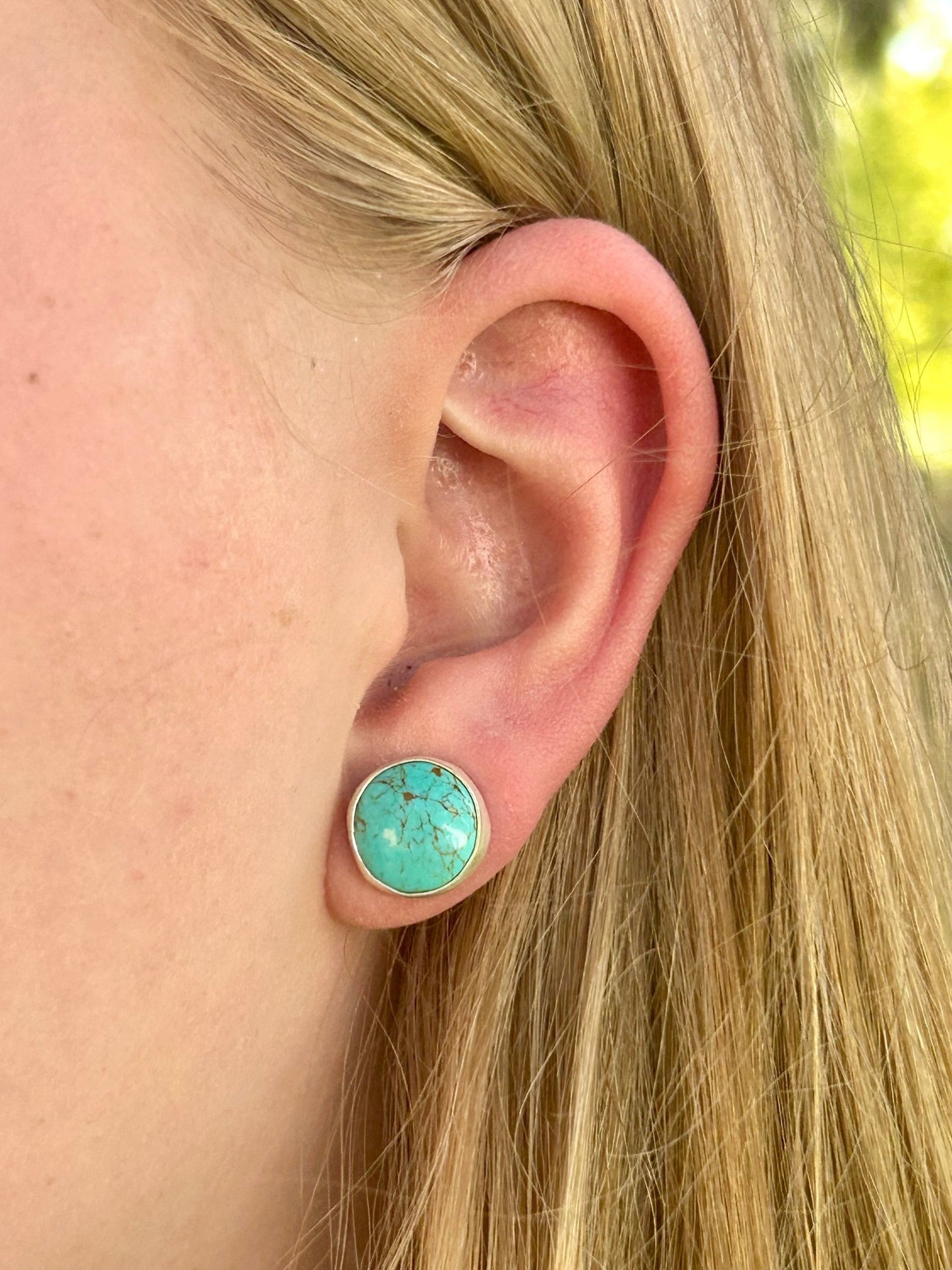 Chubbies, Chilean Turquoise And Sterling Silver Stud Earrings - Taylor Made Silver