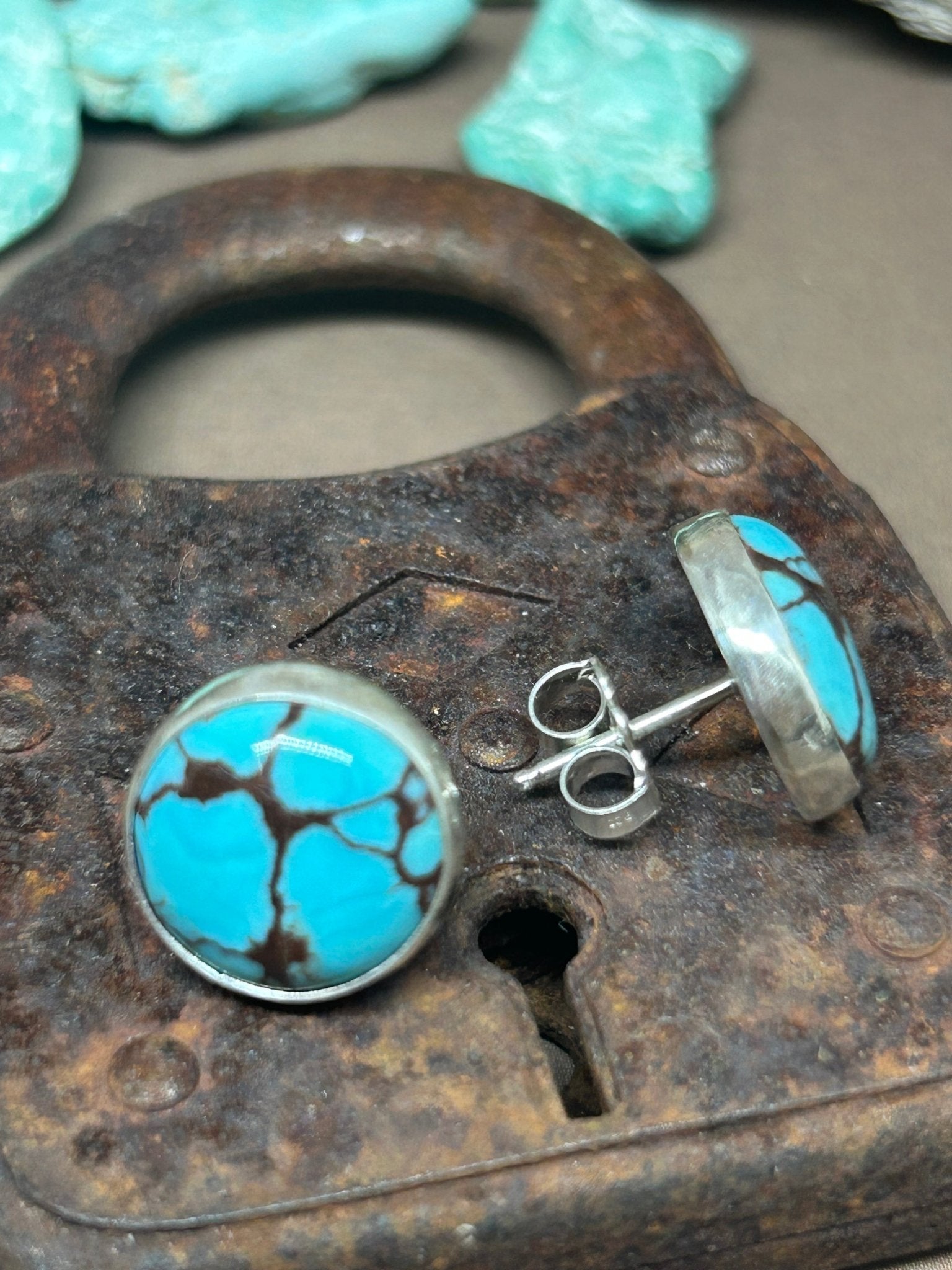 Chubbies Egyptian Turquoise Sterling Silver Stud Earrings - Taylor Made Silver