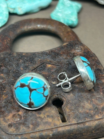 Chubbies Egyptian Turquoise Sterling Silver Stud Earrings - Taylor Made Silver