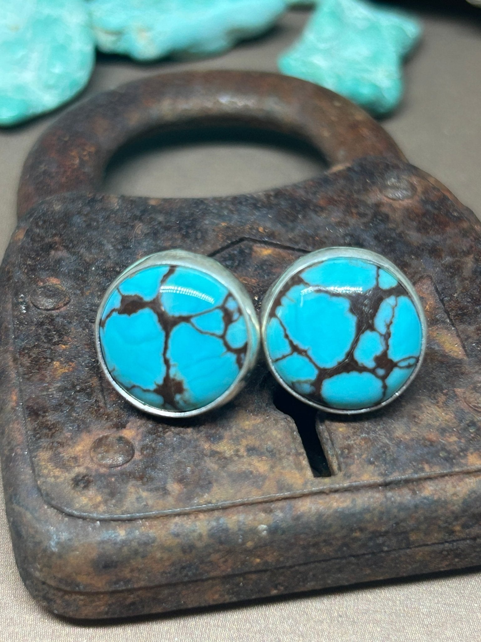 Chubbies Egyptian Turquoise Sterling Silver Stud Earrings - Taylor Made Silver
