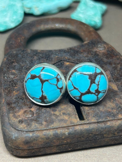 Chubbies Egyptian Turquoise Sterling Silver Stud Earrings - Taylor Made Silver