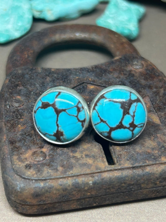 Chubbies Egyptian Turquoise Sterling Silver Stud Earrings - Taylor Made Silver