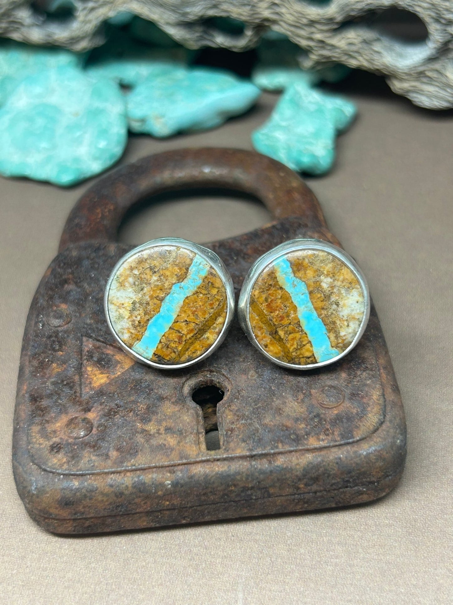 Chubbies Spirit Hill Turquoise And Sterling Silver Studs - Taylor Made Silver