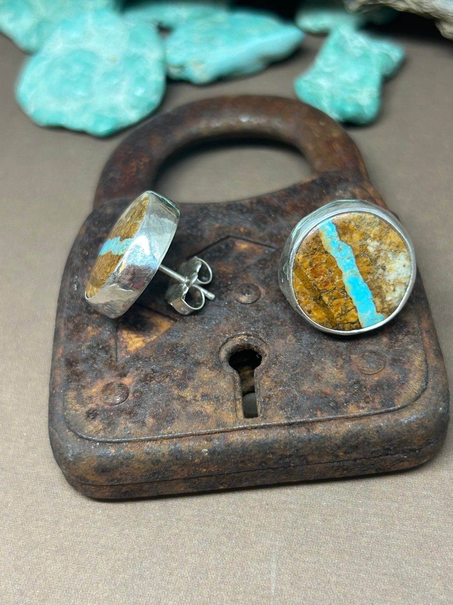 Chubbies Spirit Hill Turquoise And Sterling Silver Studs - Taylor Made Silver