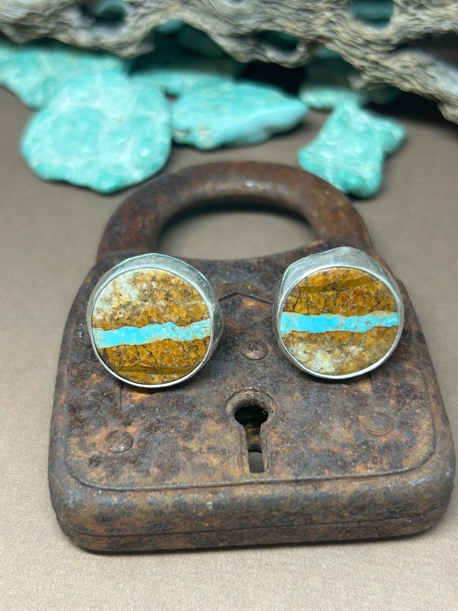 Chubbies Spirit Hill Turquoise And Sterling Silver Studs - Taylor Made Silver