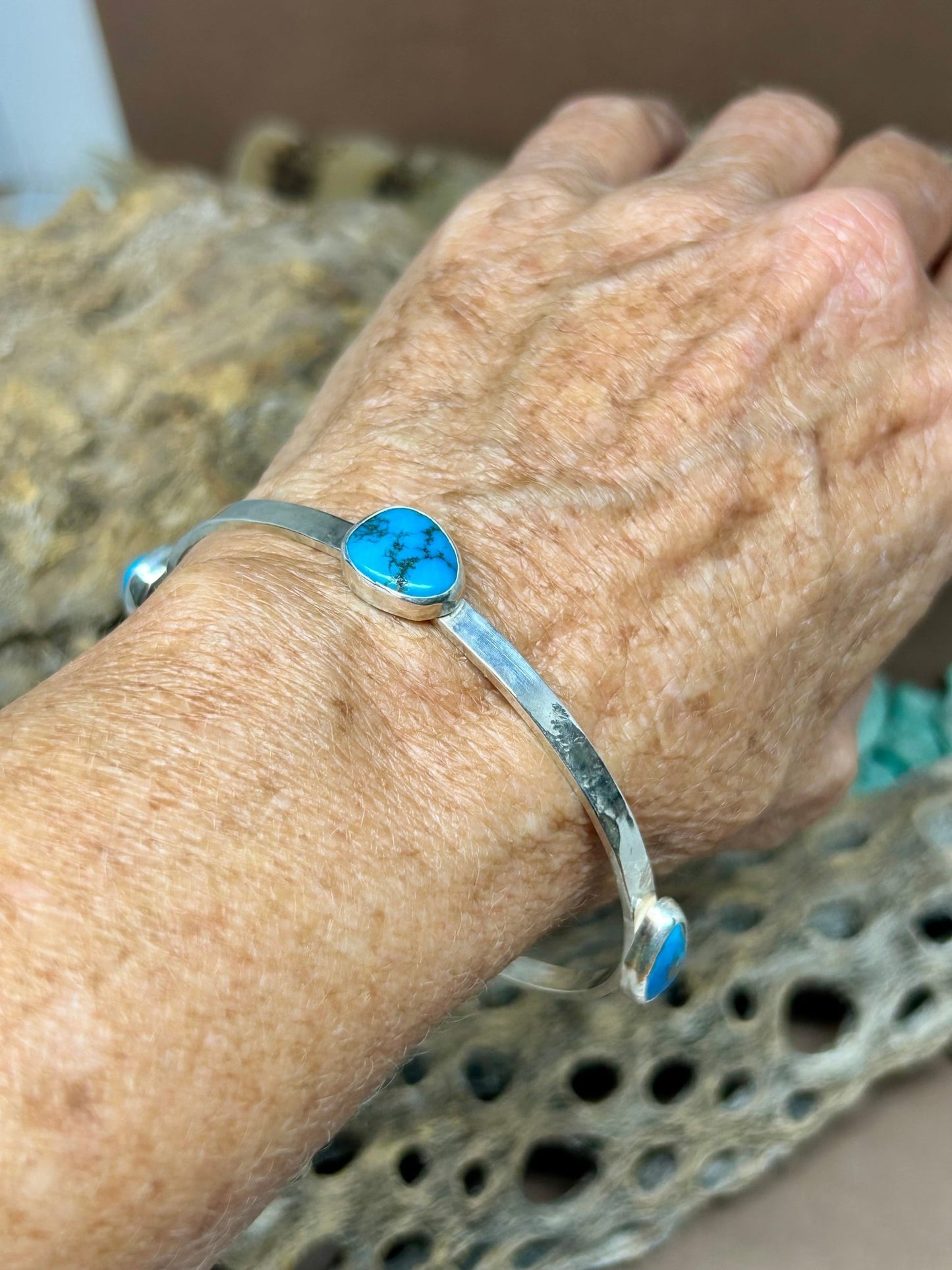 Compass Bangle Evans Turquoise Sterling Silver - Taylor Made Silver