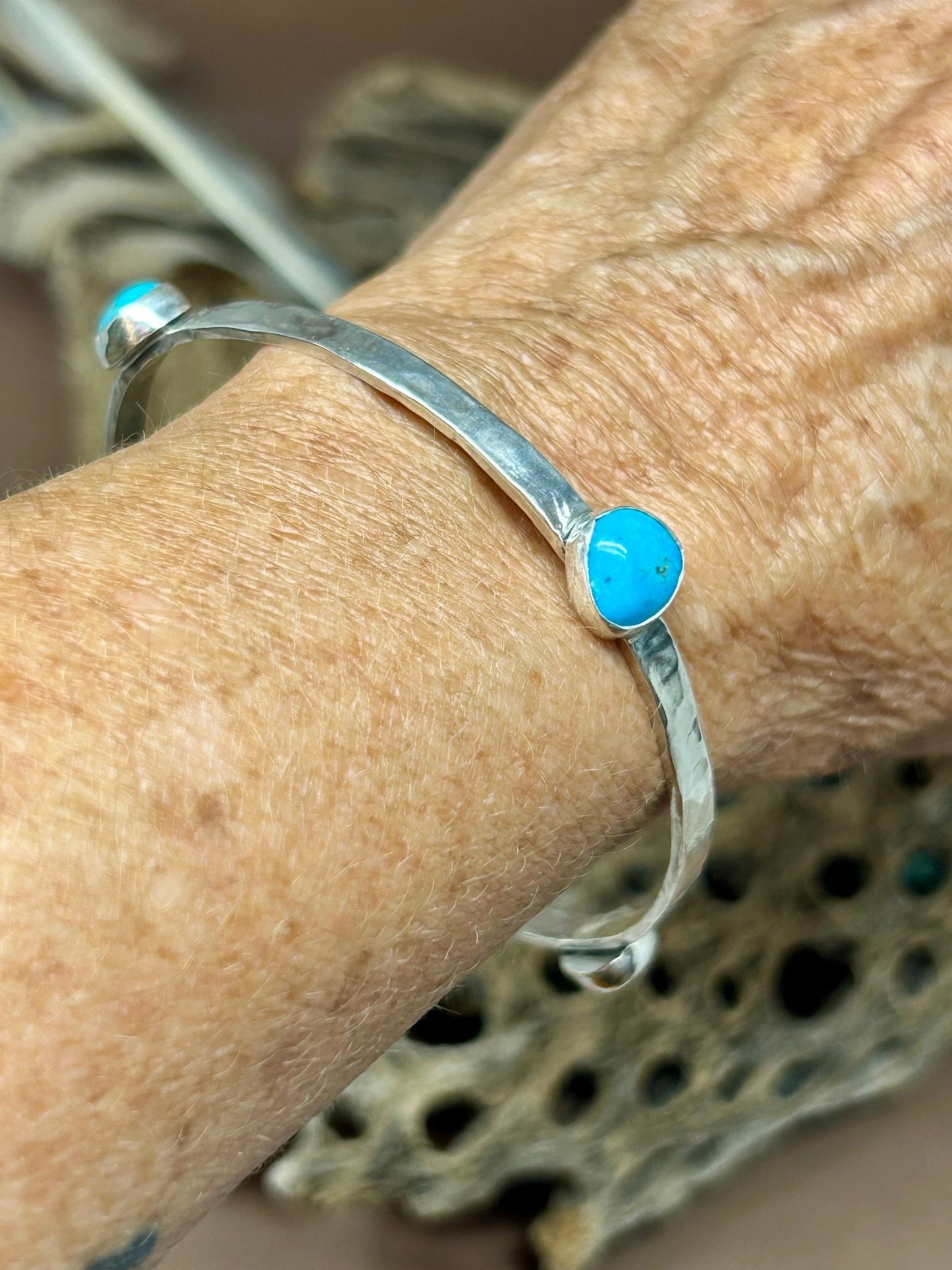 Compass Bangle Tonopah Turquoise Sterling Silver - Taylor Made Silver