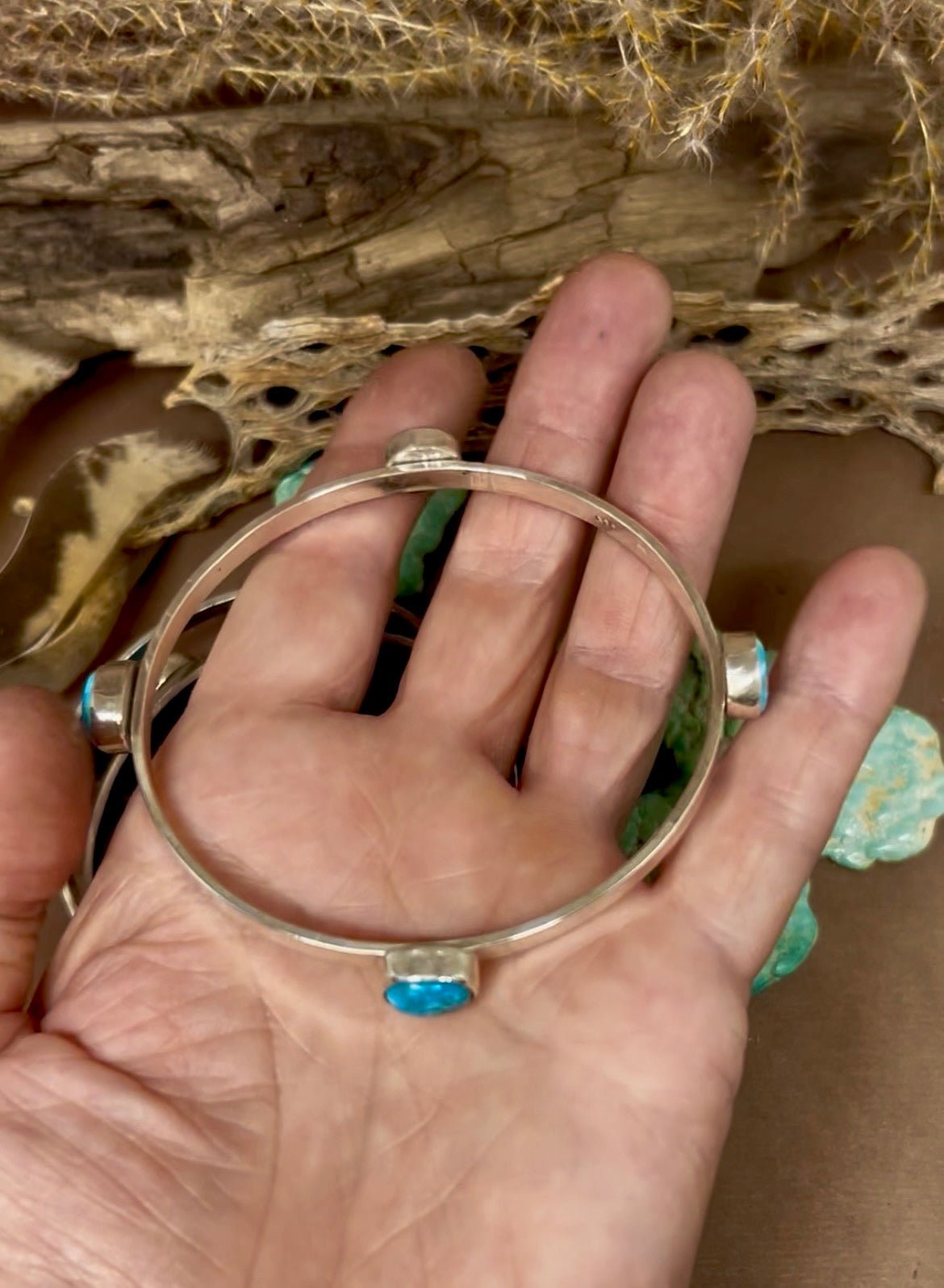 Compass Bangle Tonopah Turquoise Sterling Silver - Taylor Made Silver