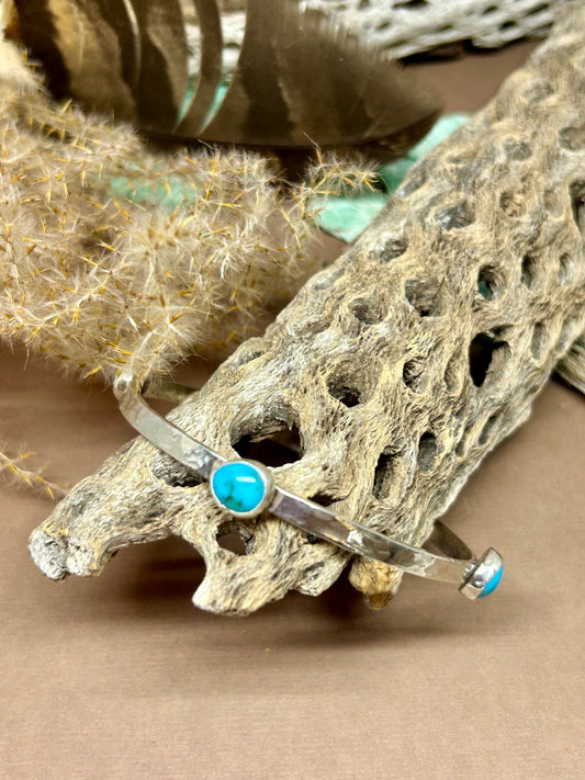 Compass Bangle Tonopah Turquoise Sterling Silver - Taylor Made Silver