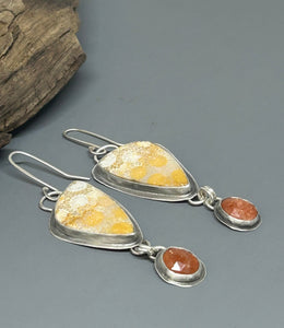 Coral And Sunstone Sterling Silver Earrings - Taylor Made Silver