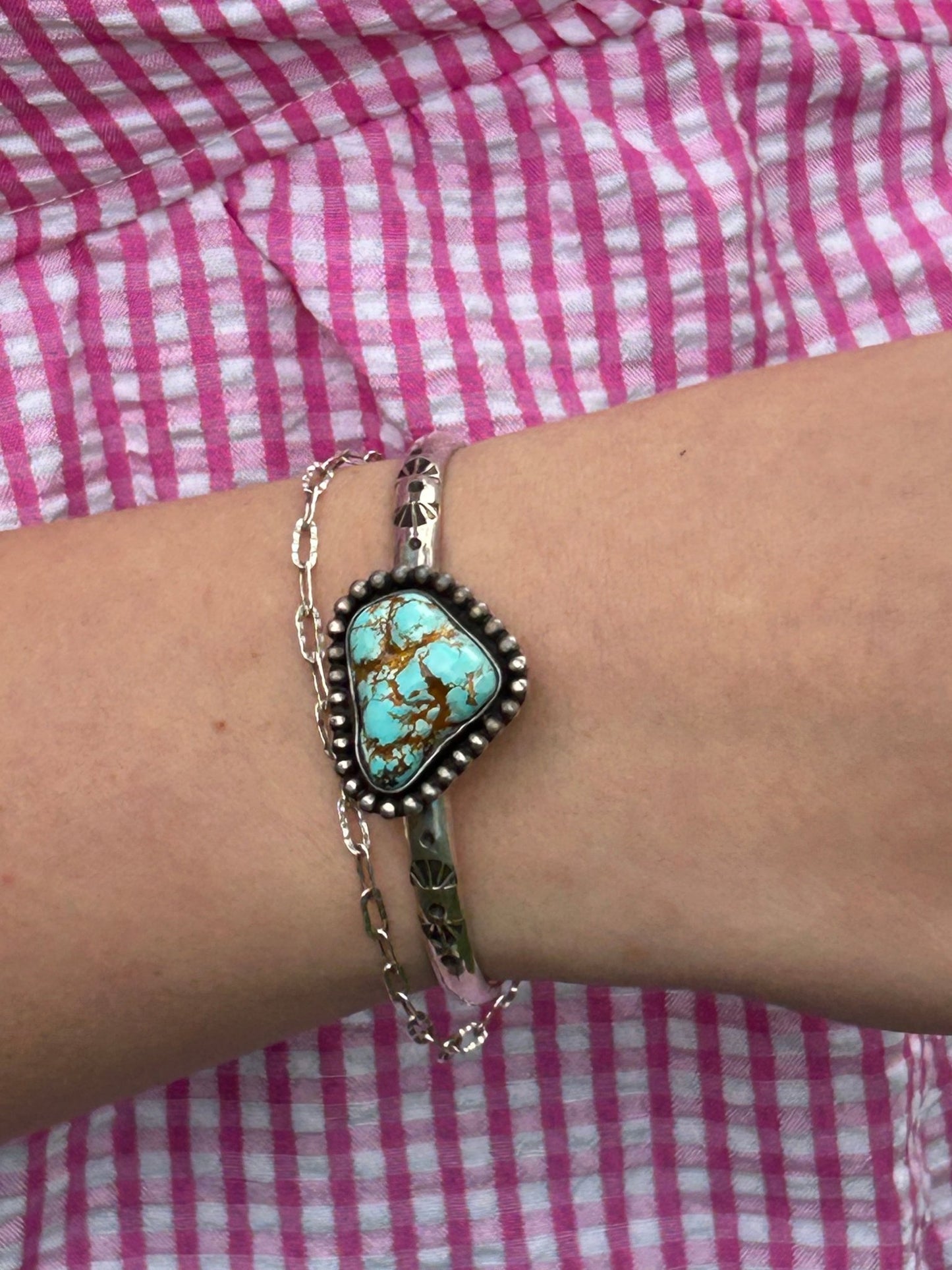 Godber Turquoise Nugget Sterling Silver Cuff Bracelet - Taylor Made Silver