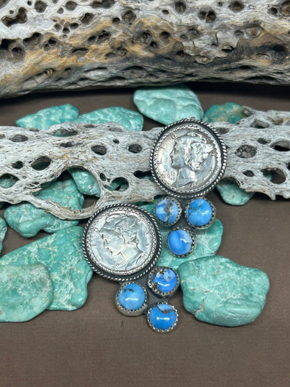 Golden Hills Turquoise Mercury Dime Earrings - Taylor Made Silver