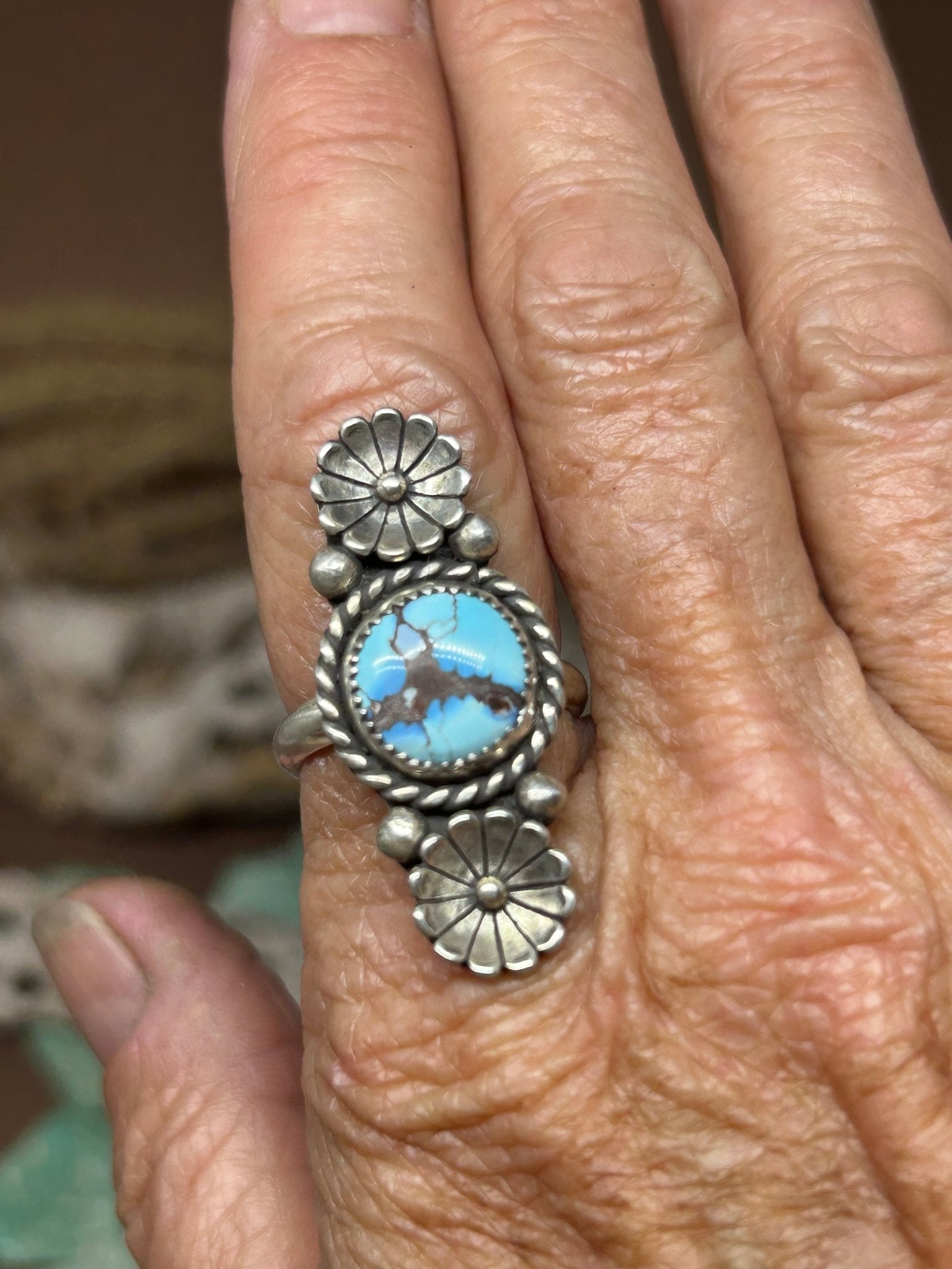 Golden Hills Turquoise Ring Size 8 - Taylor Made Silver