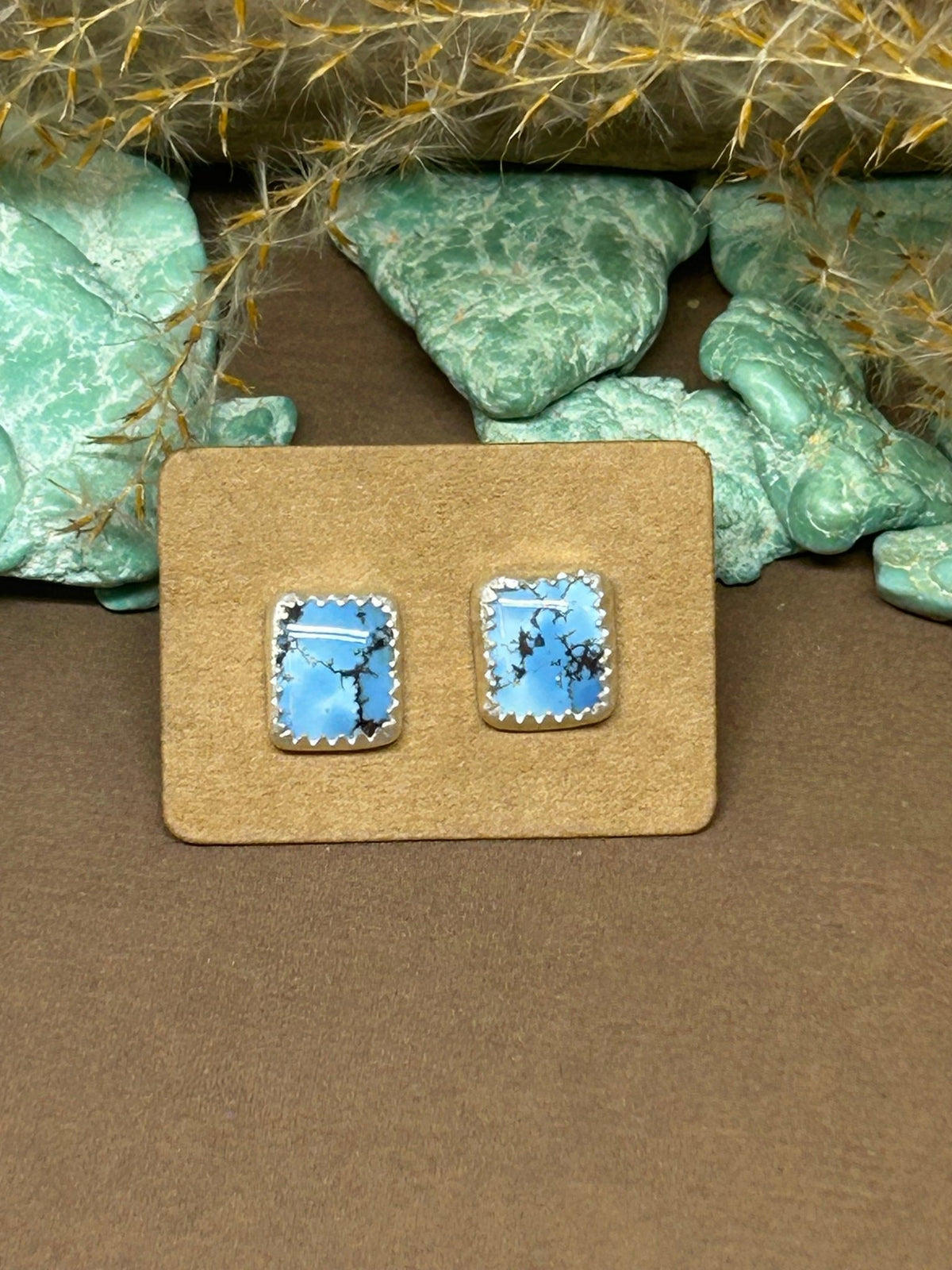 Golden Hills Turquoise Sterling Silver Stud Rectangle Earrings - Taylor Made Silver
