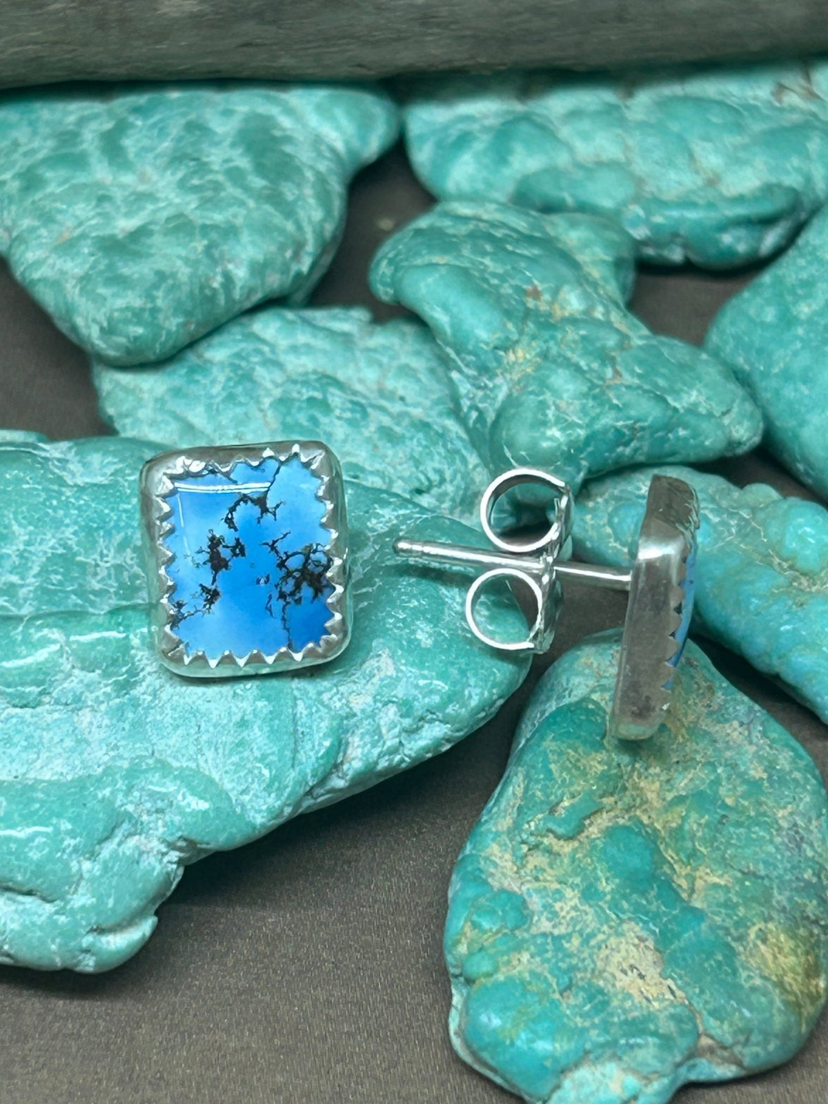 Golden Hills Turquoise Sterling Silver Stud Rectangle Earrings - Taylor Made Silver