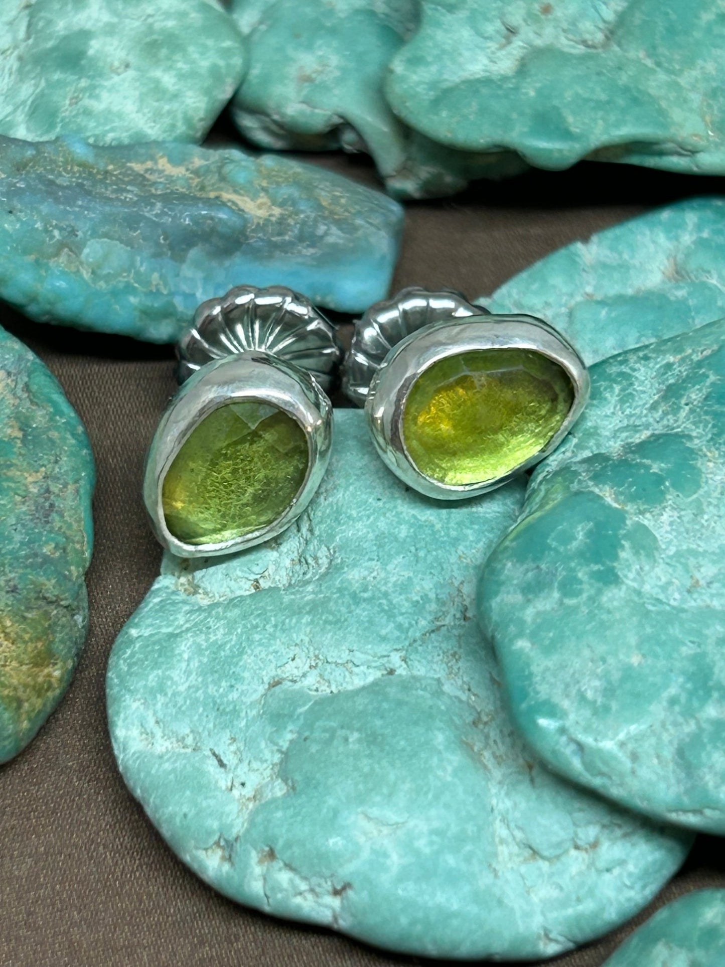 Green Peridot Stud Earrings - Taylor Made Silver