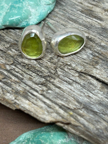Green Peridot Stud Earrings - Taylor Made Silver