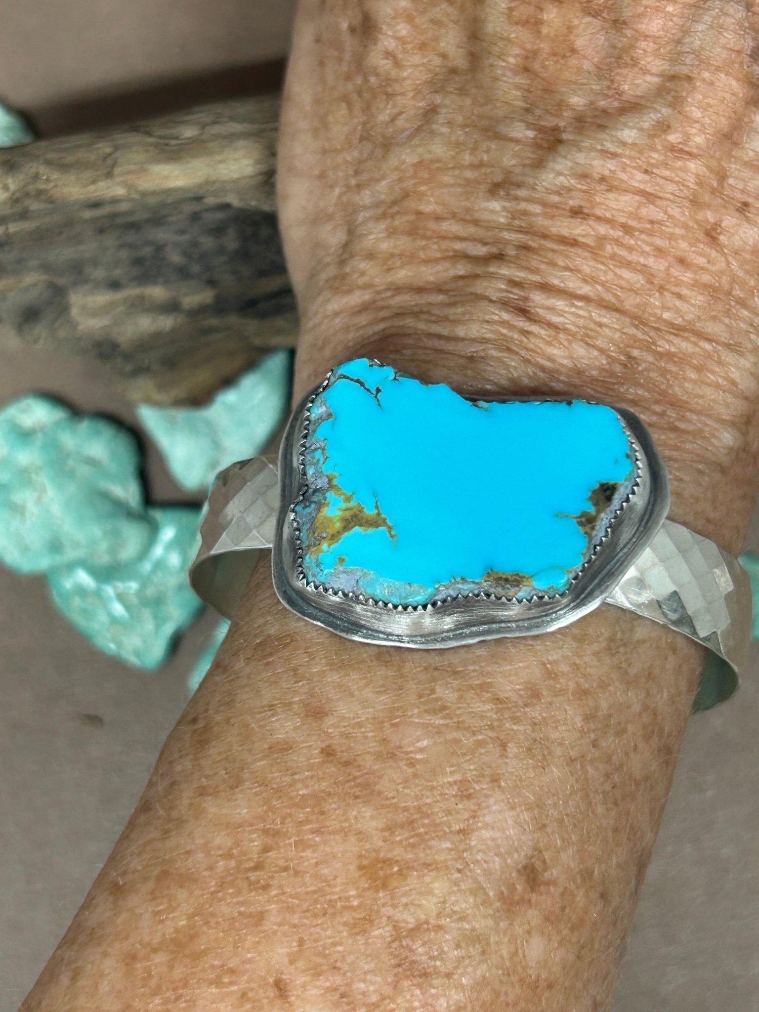 Kingman Turquoise Slab Sterling Silver Bracelet - Taylor Made Silver