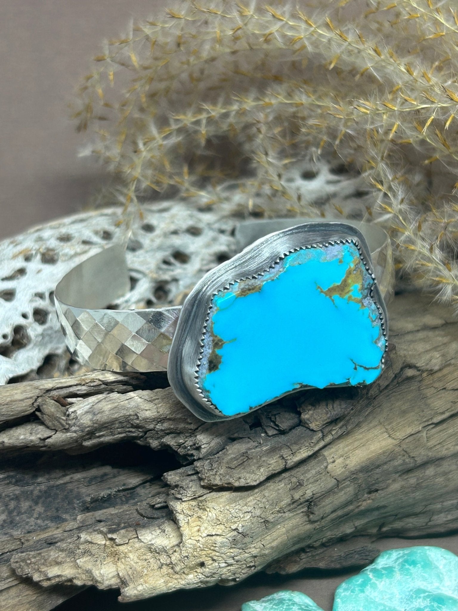 Kingman Turquoise Slab Sterling Silver Bracelet - Taylor Made Silver