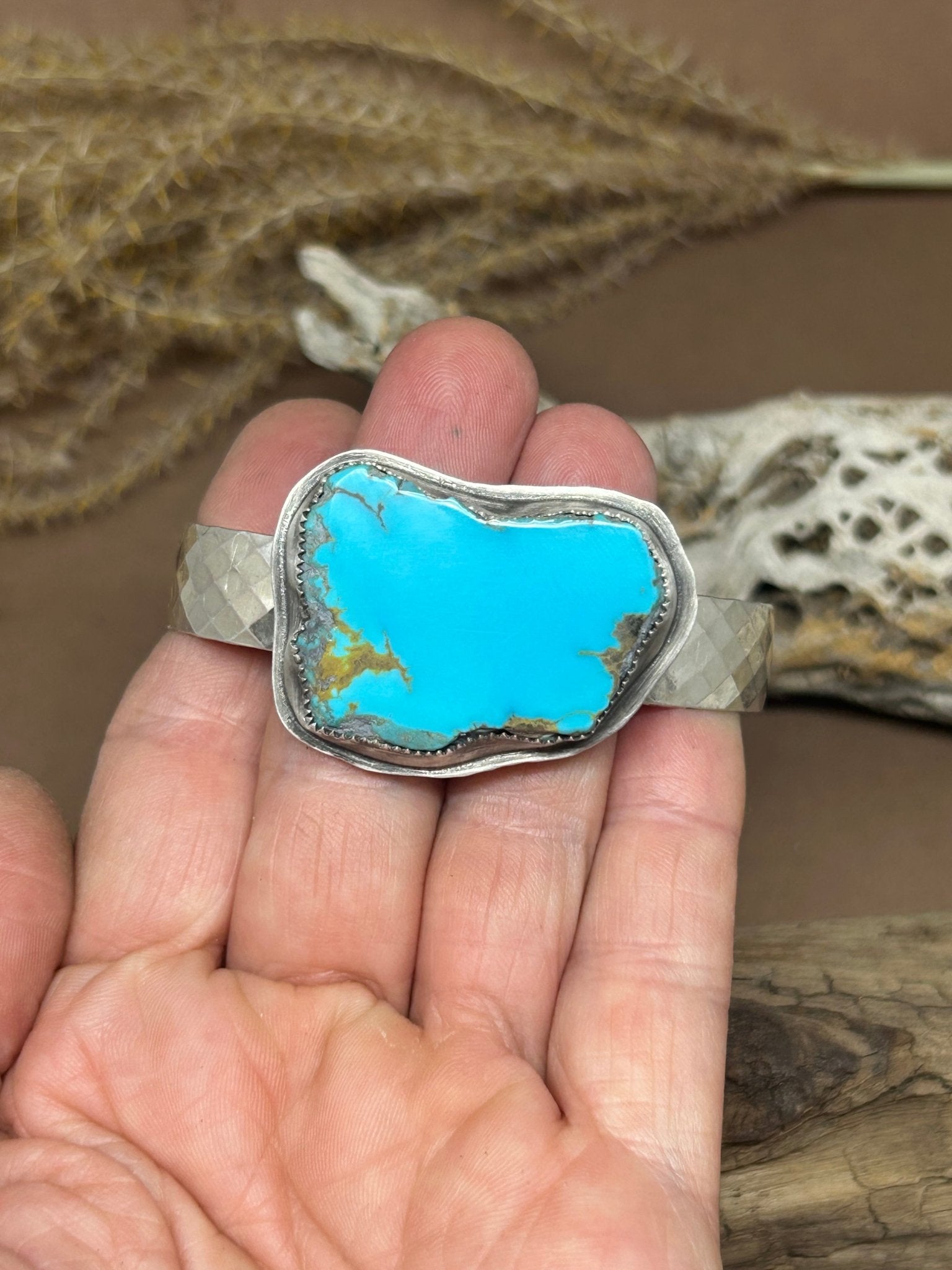 Kingman Turquoise Slab Sterling Silver Bracelet - Taylor Made Silver
