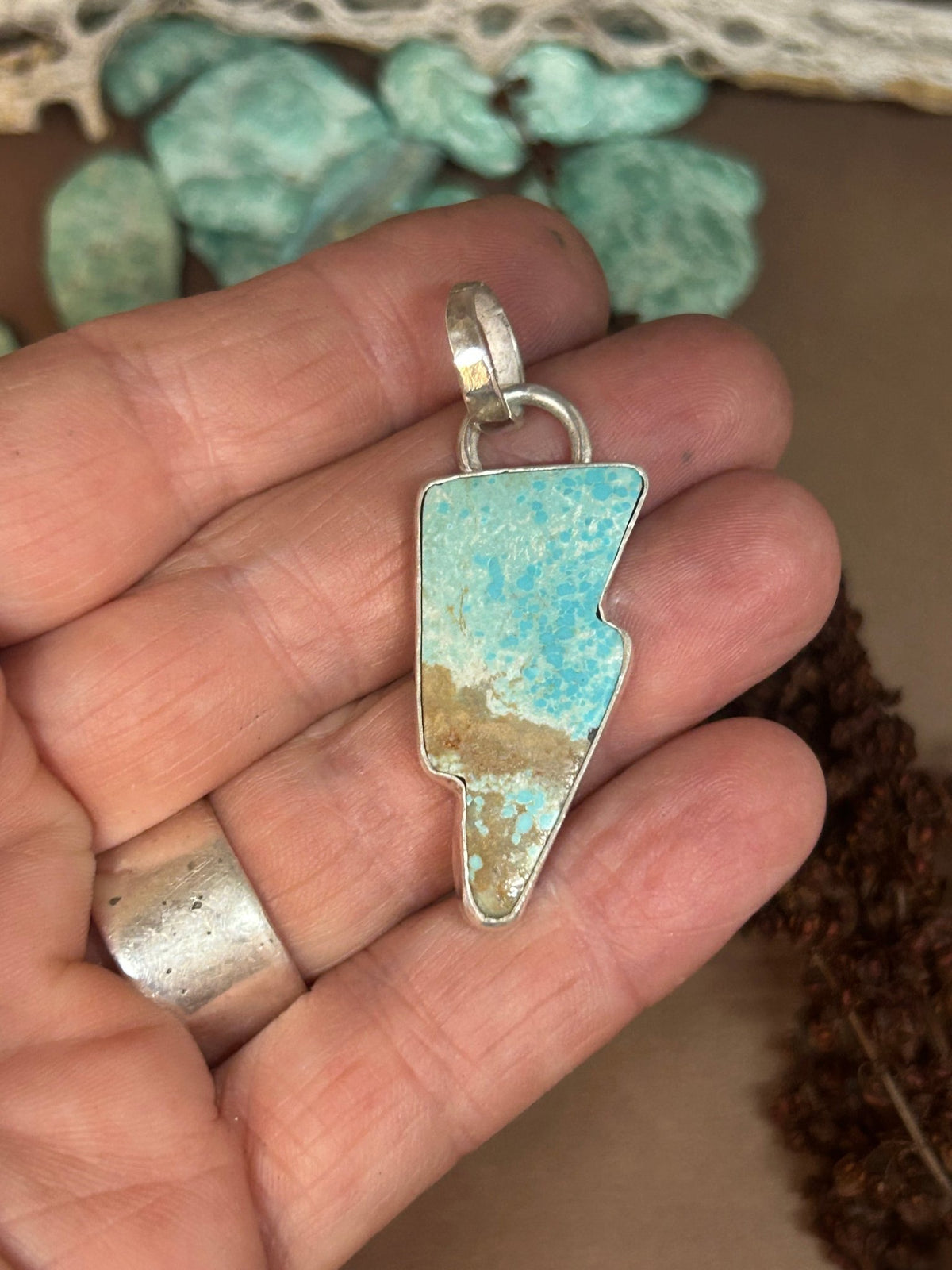Lightning Bolt Turquoise Pendant - Taylor Made Silver