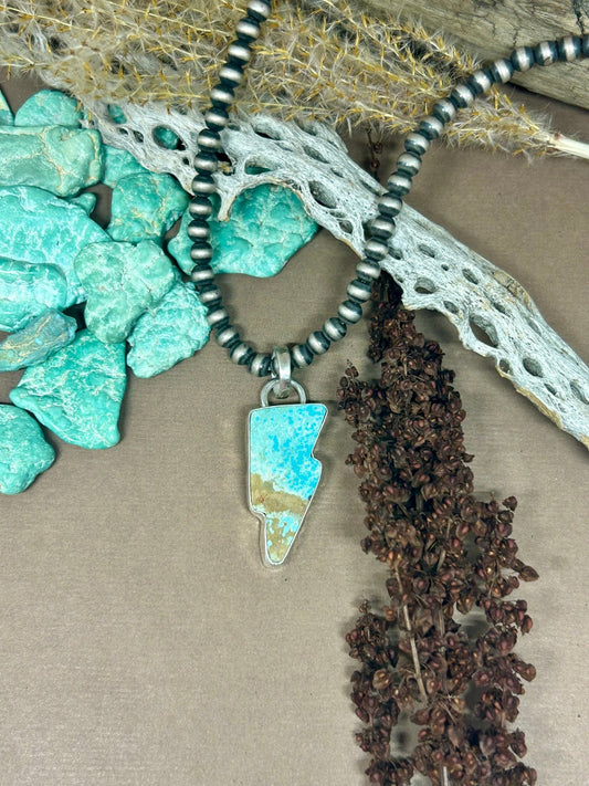 Lightning Bolt Turquoise Pendant - Taylor Made Silver