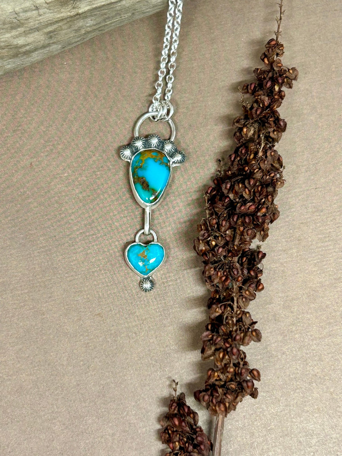 Pilot Mountain Turquoise Heart Necklace - Taylor Made Silver