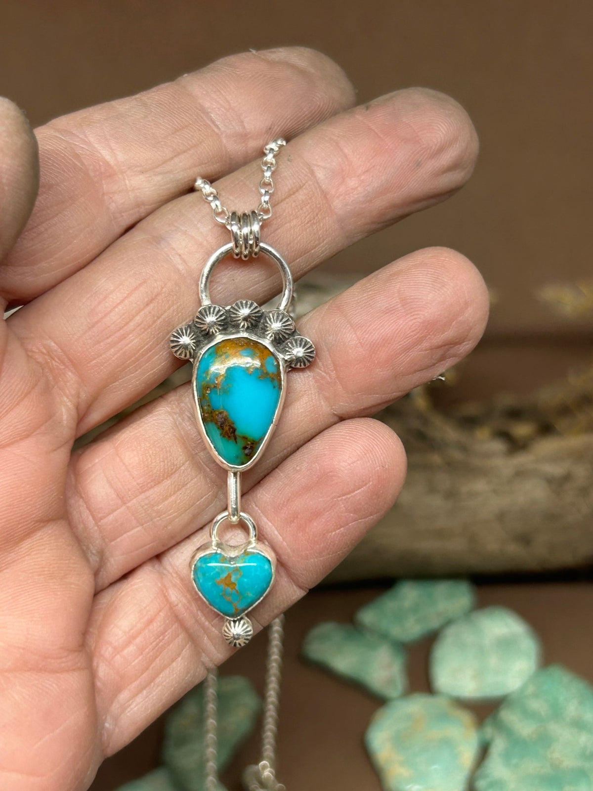 Pilot Mountain Turquoise Heart Necklace - Taylor Made Silver