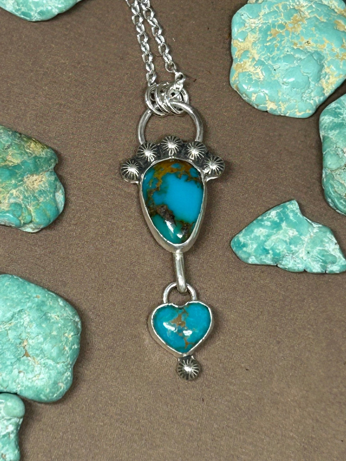 Pilot Mountain Turquoise Heart Necklace - Taylor Made Silver