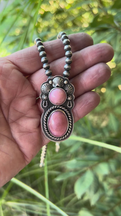 Natural Pink Opal Sterling Silver Desert Maiden Pendant