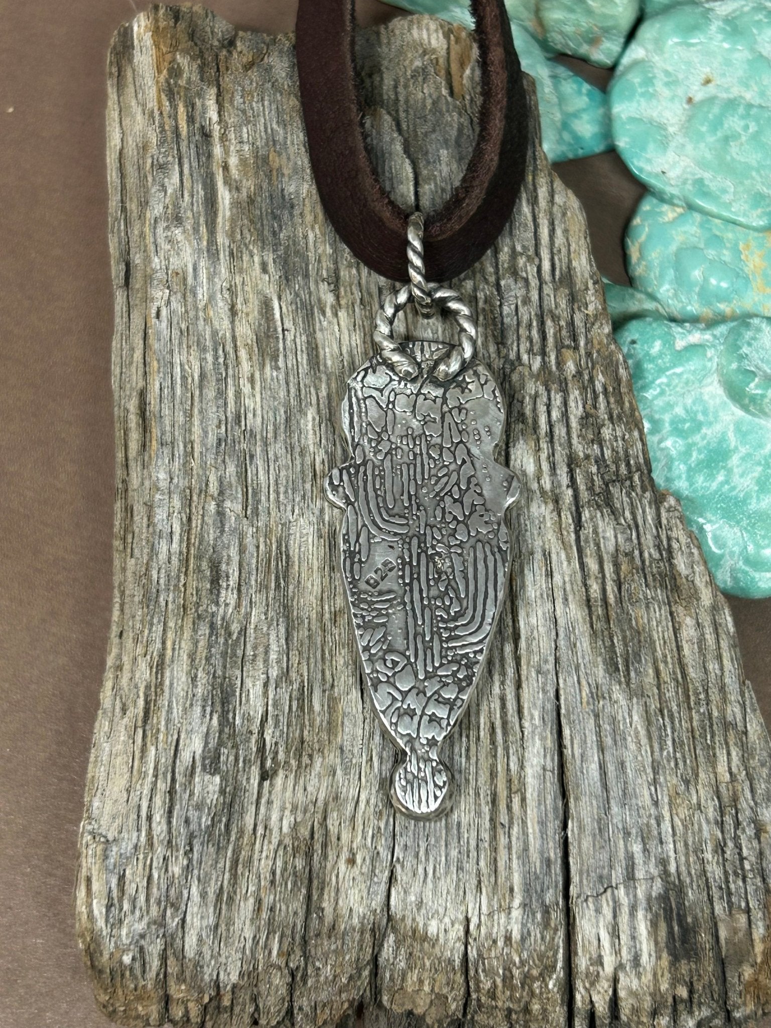 Reserved for Andi Spirit Hill Turquoise Leather Necklace - Taylor Made Silver