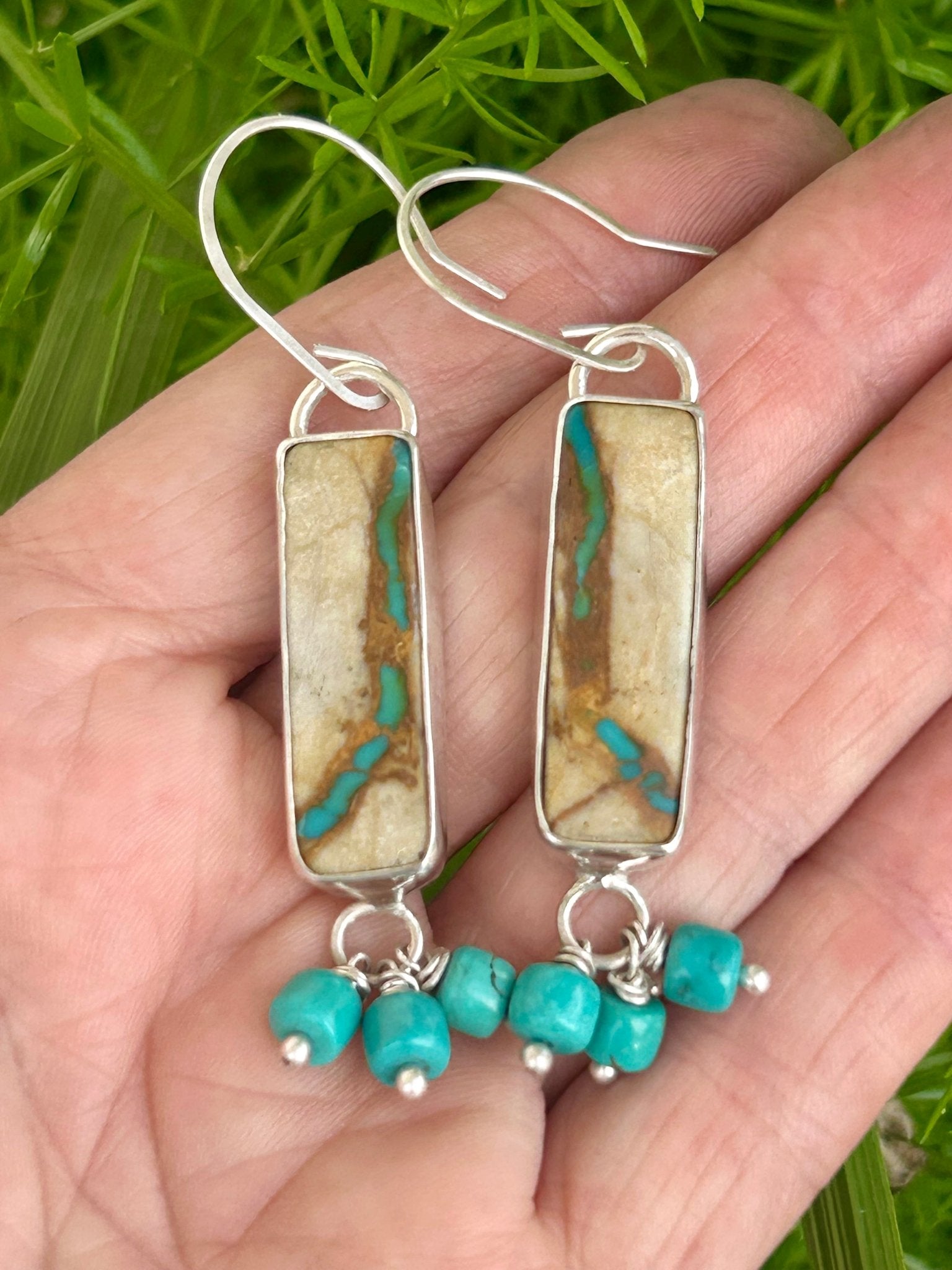Royston Ribbon Kingman Turquoise Dangle Earrings - Taylor Made Silver