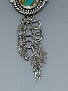 Royston Turquoise Feather Pendant - Taylor Made Silver