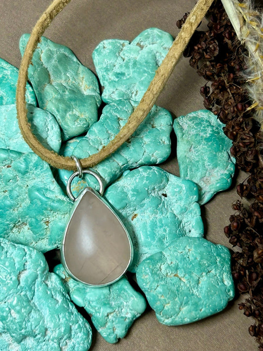 Rylee’s Rose Quartz Leather Necklace - Taylor Made Silver
