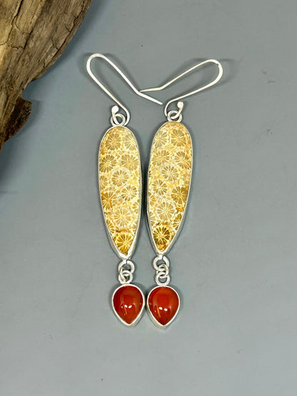 Sterling Silver Coral And Carnelian Earrings - Taylor Made Silver