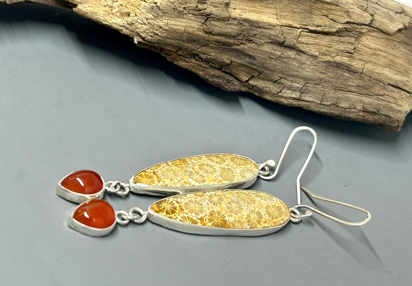 Sterling Silver Coral And Carnelian Earrings - Taylor Made Silver