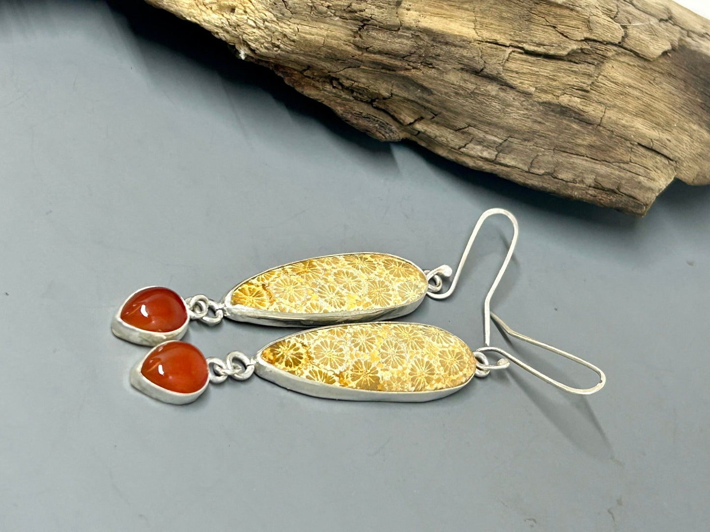 Sterling Silver Coral And Carnelian Earrings - Taylor Made Silver