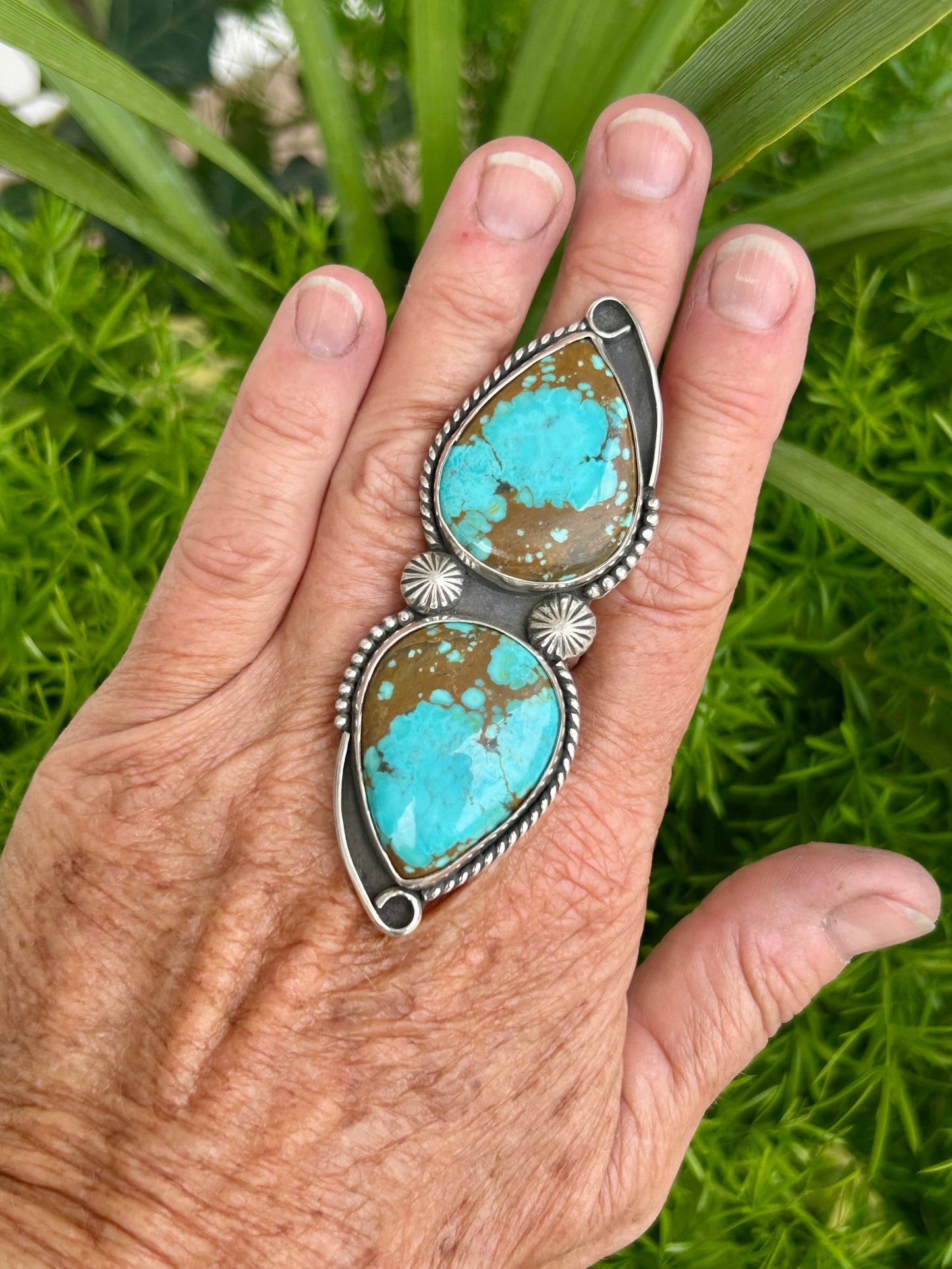 Super Nova Turquoise Sterling Silver Ring Size 8 - Taylor Made Silver