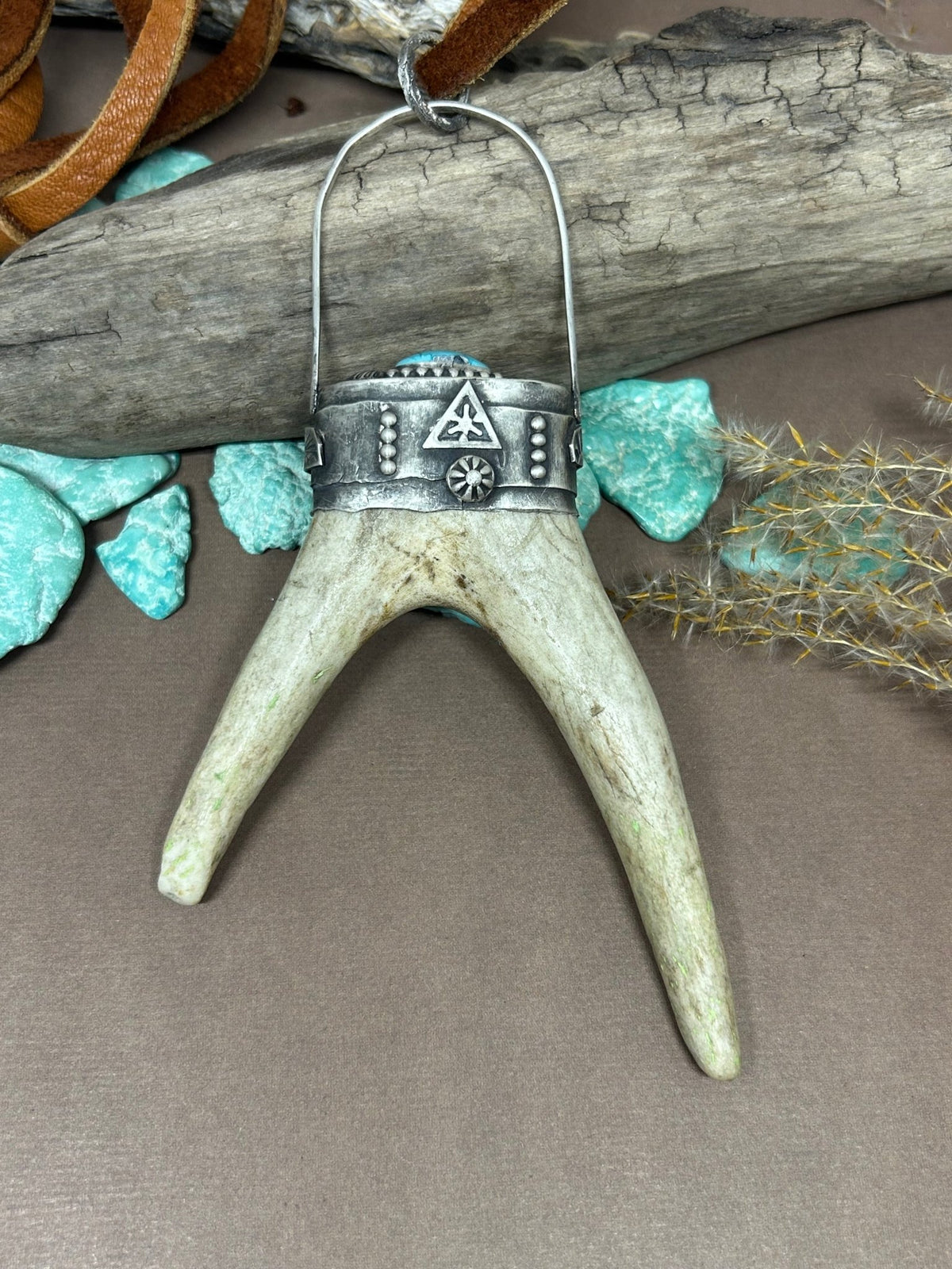 The Resilience Antler Natural Blue Diamond Turquoise Sterling Silver - Taylor Made Silver