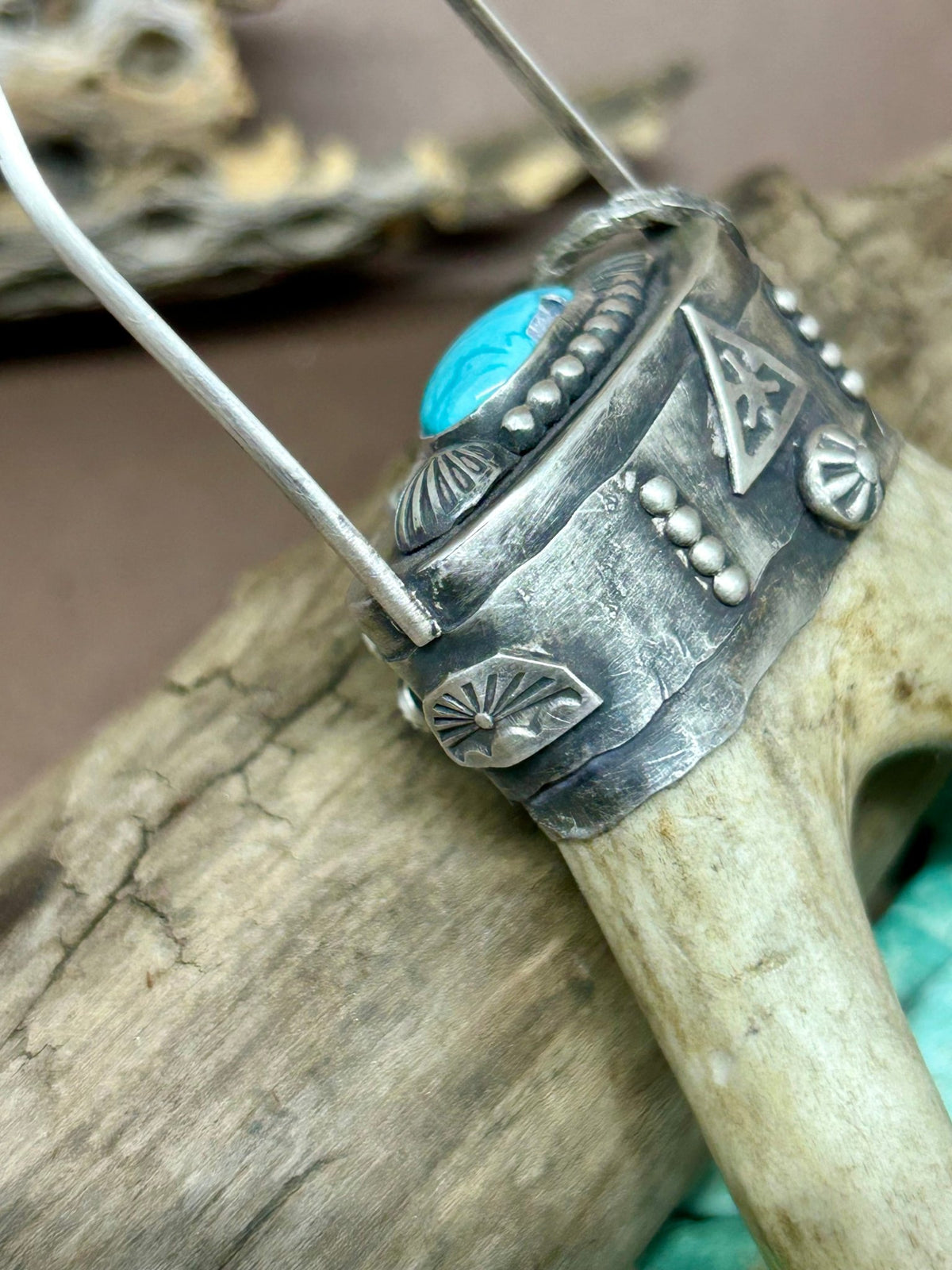 The Resilience Antler Natural Blue Diamond Turquoise Sterling Silver - Taylor Made Silver