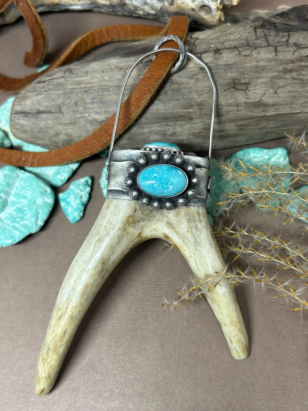 The Resilience Antler Natural Blue Diamond Turquoise Sterling Silver - Taylor Made Silver