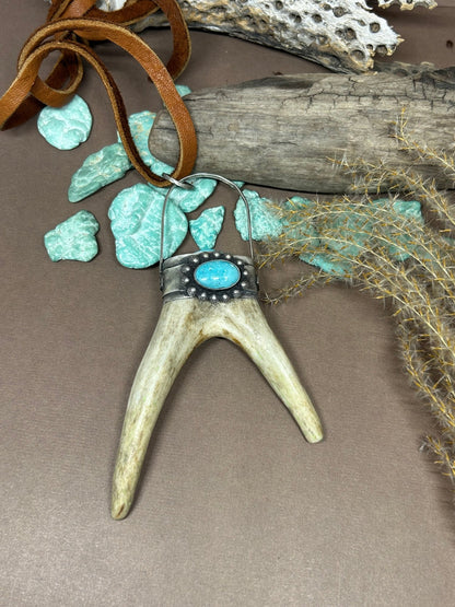 The Resilience Antler Natural Blue Diamond Turquoise Sterling Silver - Taylor Made Silver