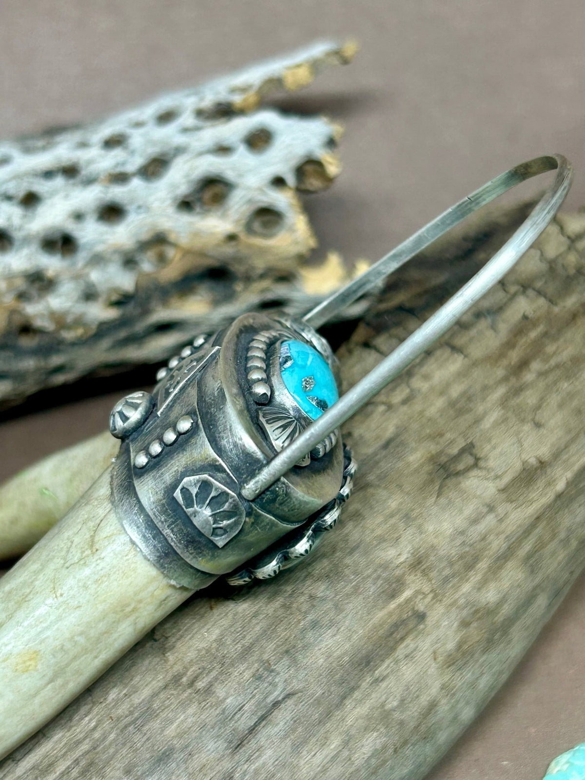The Resilience Antler Natural Blue Diamond Turquoise Sterling Silver - Taylor Made Silver