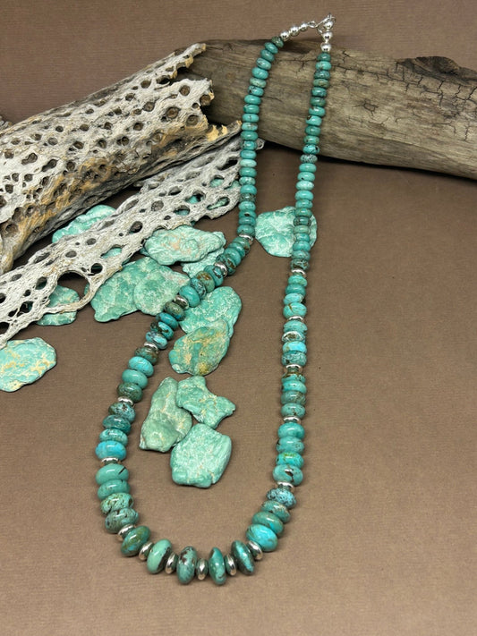 Turquoise Sterling Silver Beaded Necklace - Taylor Made Silver