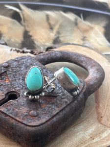 Blue Green Kingman Turquoise Sterling Silver Stud Earrings - Taylor Made Silver